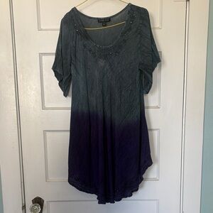 Greater Good Slate to Deep Purple Scoop Neck Ombre Tunic Free Size